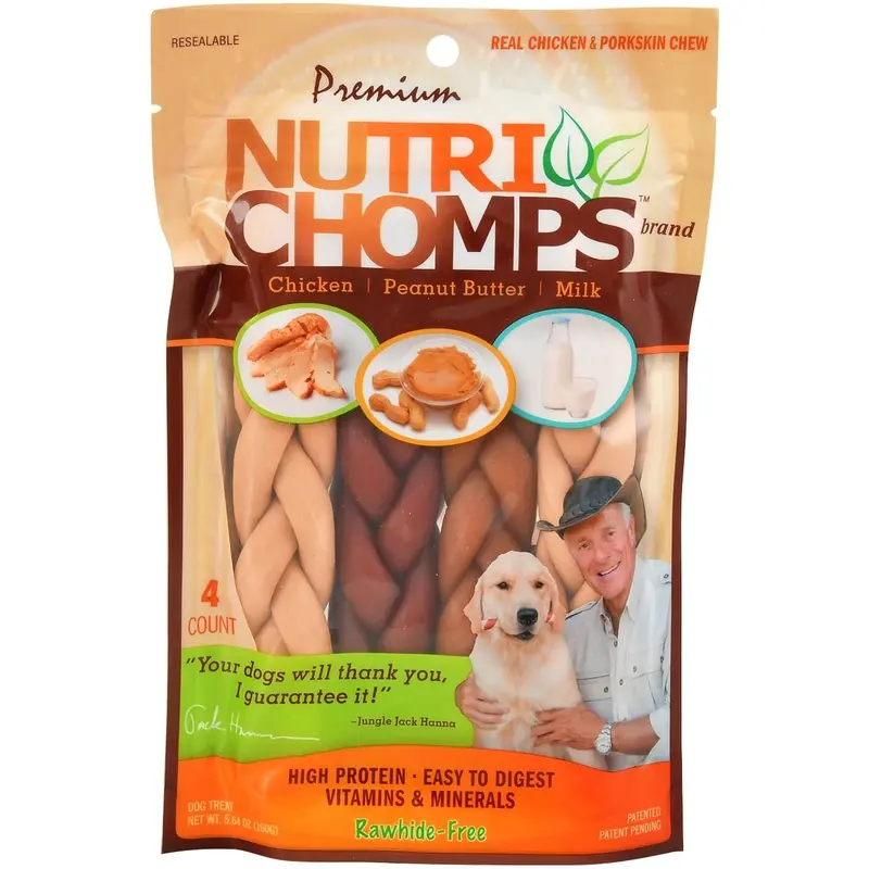 Nutri Chomps 6" Premium Braids Variety Pack Dog Chews, 4 ct