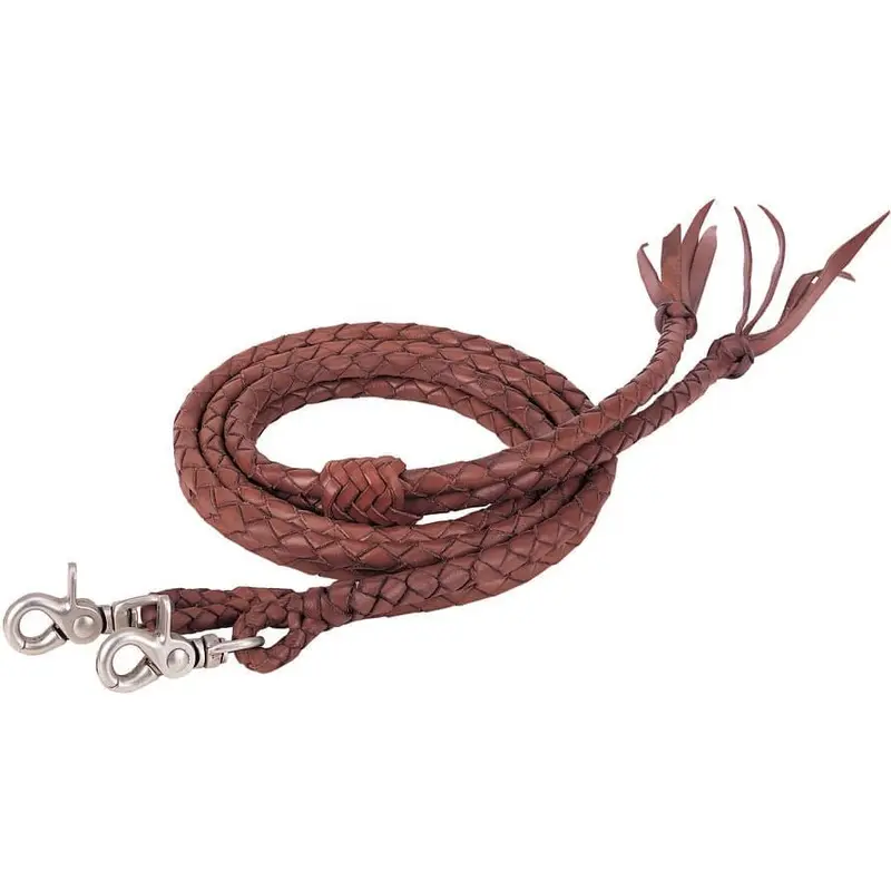 Round Braided Latigo Split Reins, 1/2" X 7'