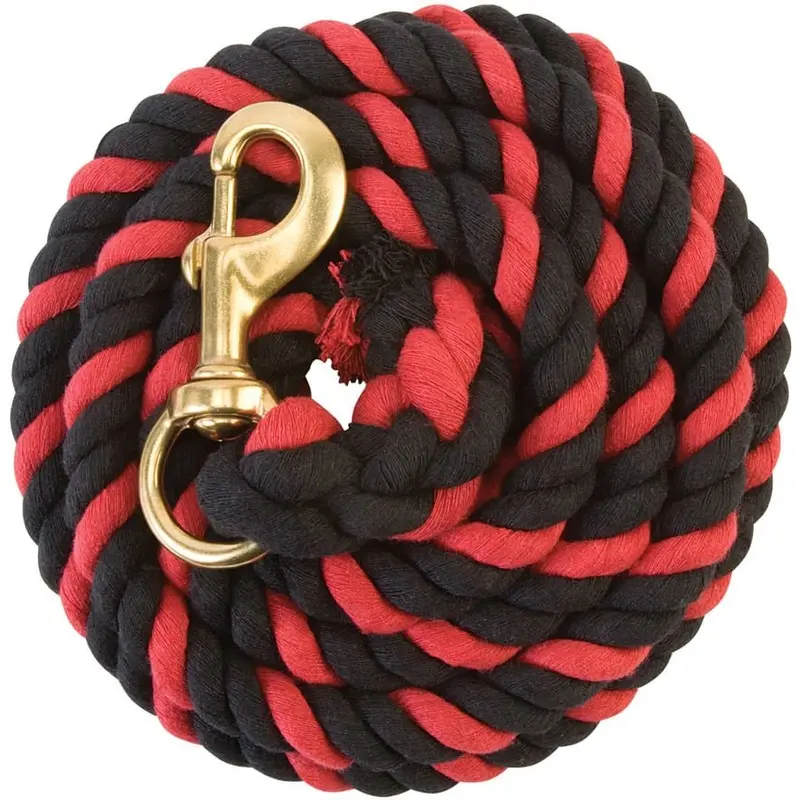 Weaver Colored Cotton Lead Ropes with Solid Brass Bolt Snap, 10' L