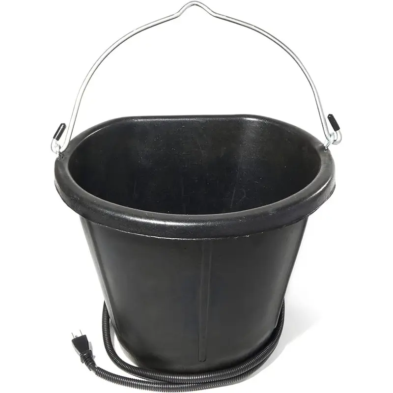 Heated Flat-Back Rubber Bucket for Livestock