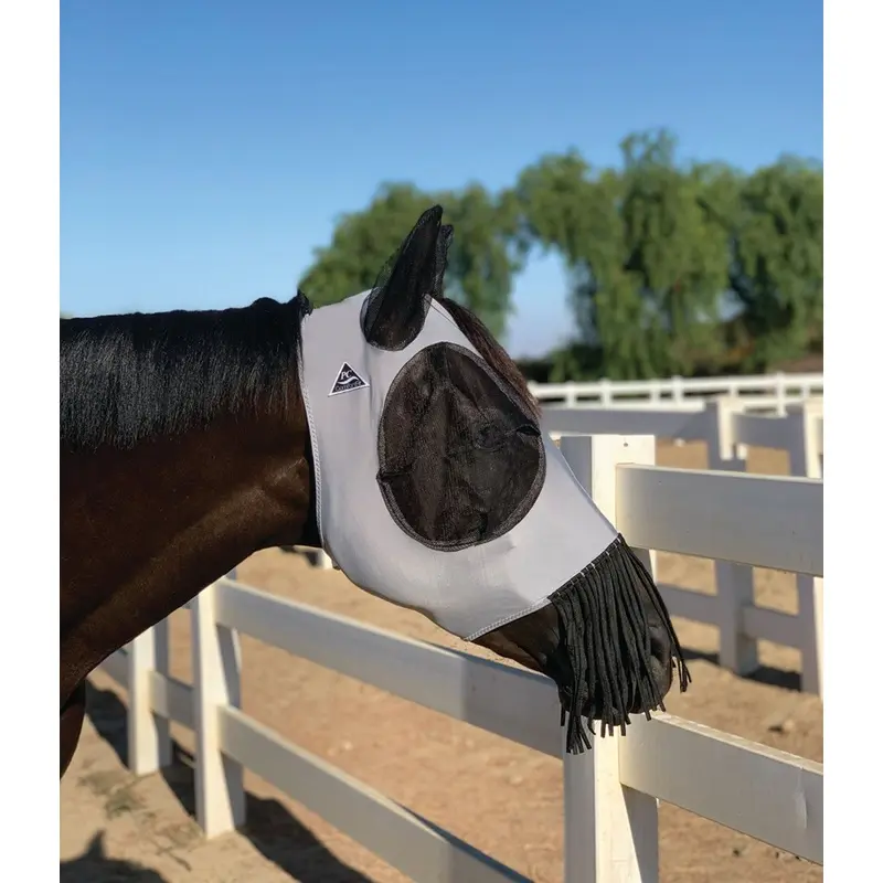 Professional's Choice Comfort-Fit Lycra Horse Fly Mask with Ears & Nose Fringe