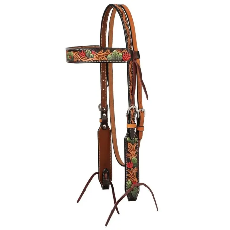 Weaver Turquoise Cross Cactus Tooled Browband Headstall