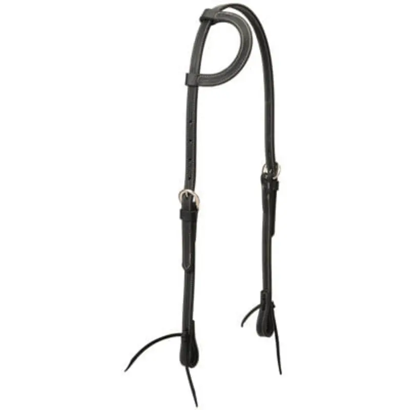 Black Latigo Leather Sliding Ear Headstall