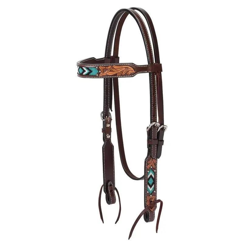 Weaver Turquoise Cross Two Toned Browband Headstall