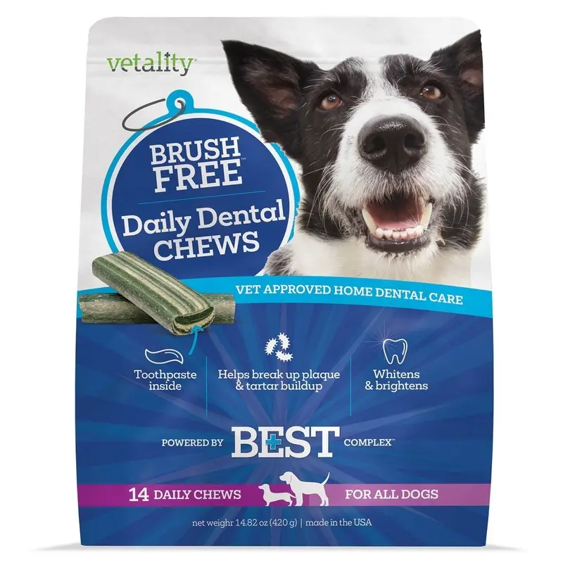 Brush Free Daily Dental Chews for Dogs, 14 ct