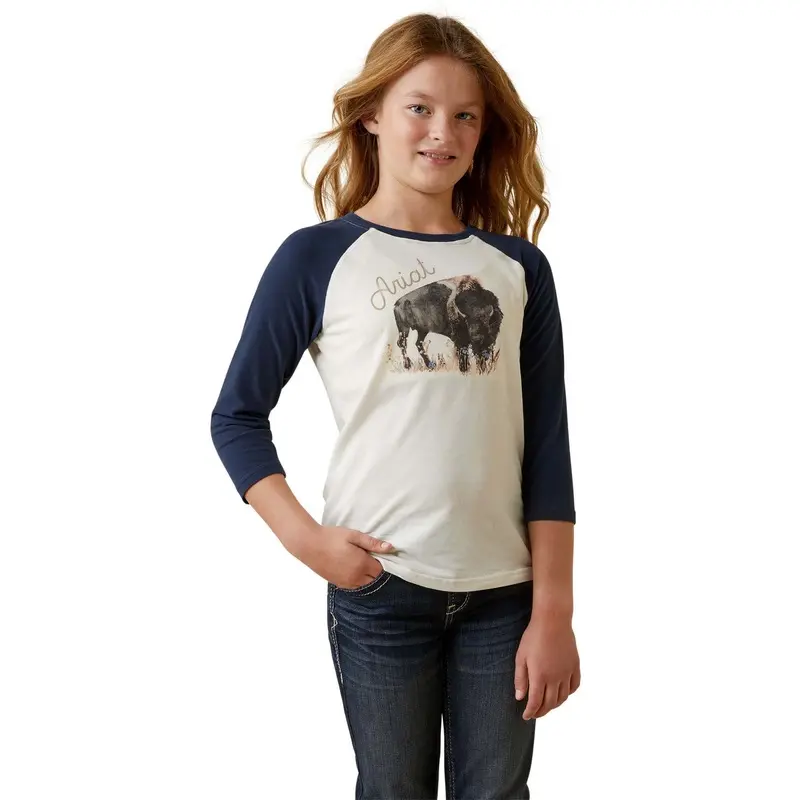 Ariat Girl's Painted Buffalo Raglan T-Shirt