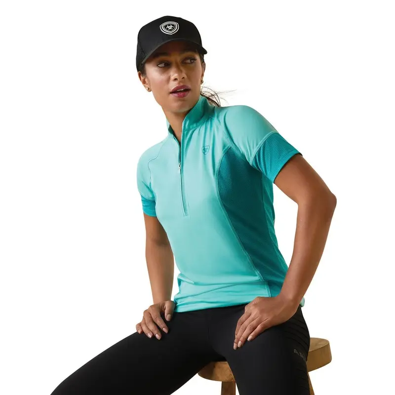 Ariat Women's Cambria Jersey 1/4 Zip Baselayer, Pool Blue