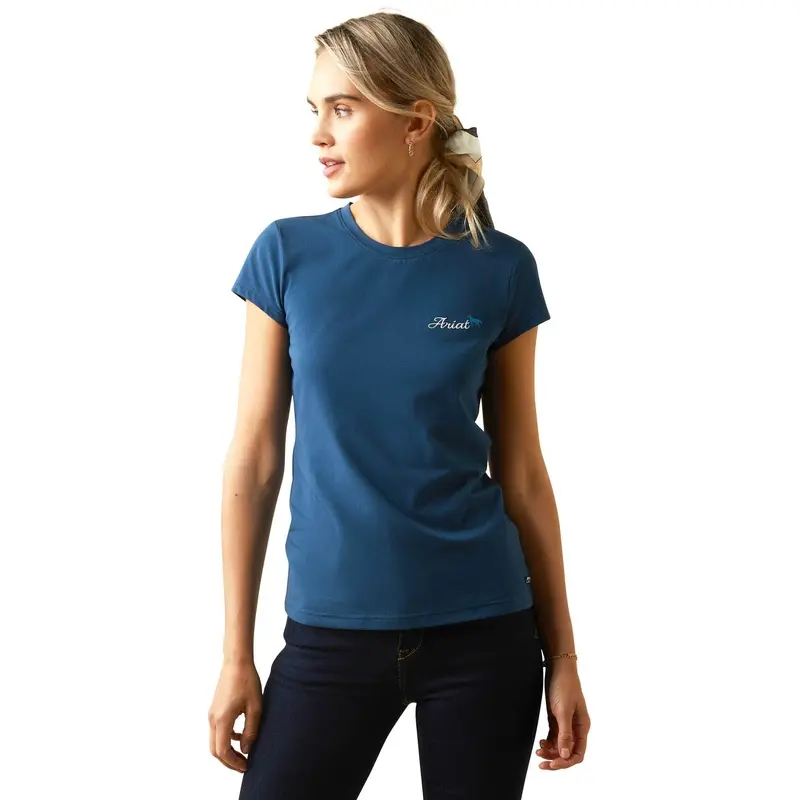 Ariat Women's Logo Script T-Shirt, Deep Petroleum