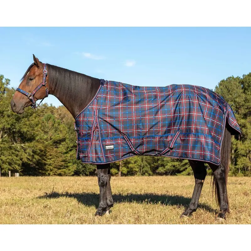 Jeffers Poplar Head Origin 600 Denier Turnout Sheet, 0 Gram, Navy and Merlot Plaid
