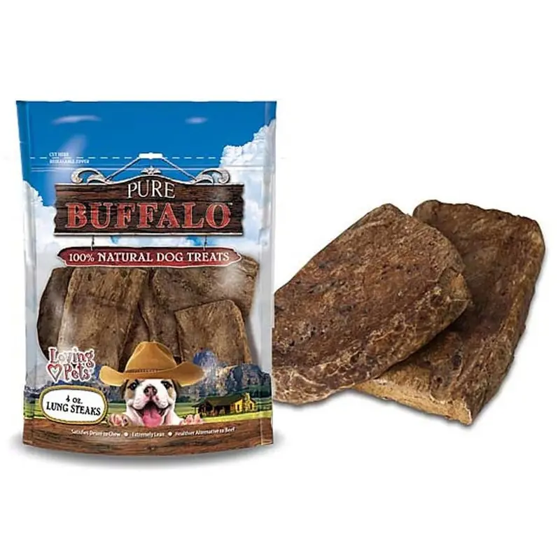 Pure Buffalo Lung Steaks Natural Dog Treats
