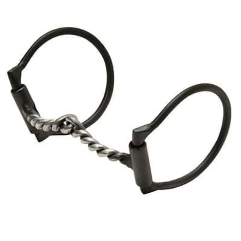 Jeffers Black Steel Offset Dee Horse Bit, Snaffle Mouth