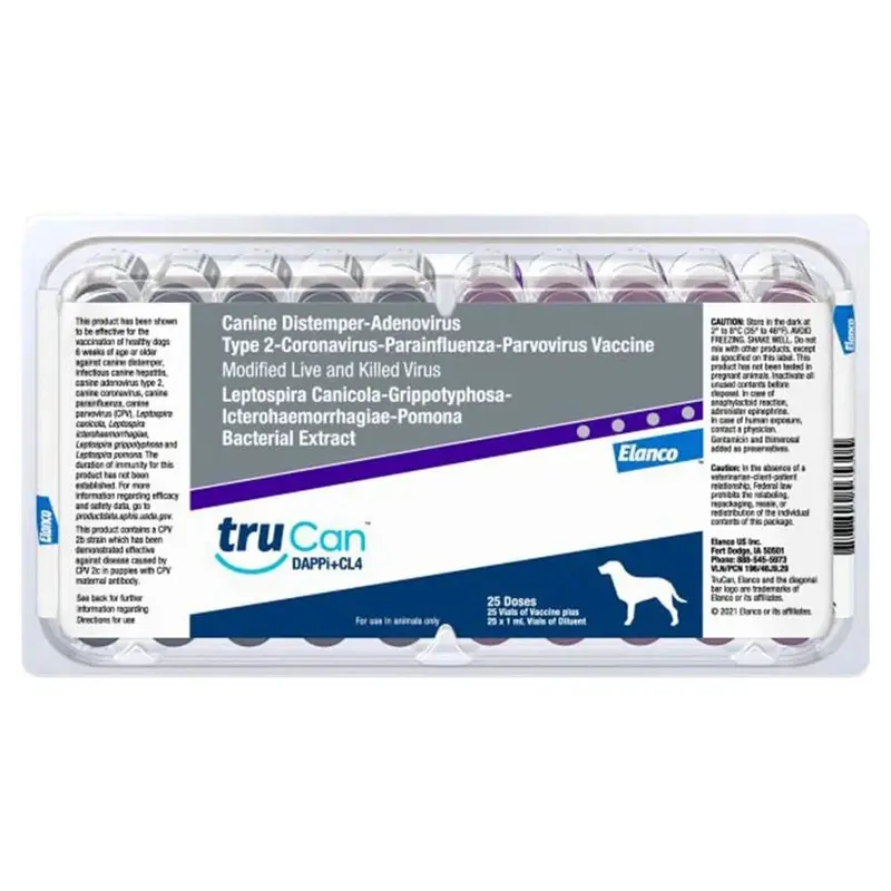 TruCan DAPPi+CL4 Dog Vaccine (formerly Duramune Max 5-CvK/4L), 25 Single Doses