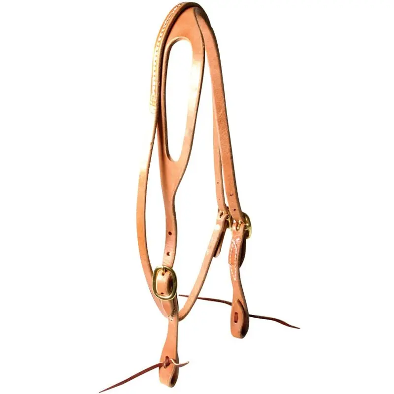Berlin Leather Hermann Oak Shaped Ear Headstall with Throat Latch