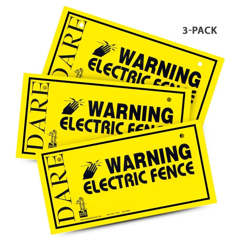 Electric Fence Warning Signs, pack of 3