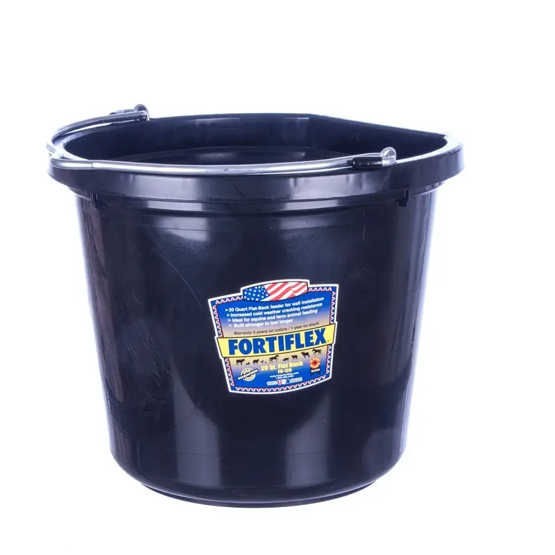 Fortiflex Flat-Back Plastic Buckets, Black