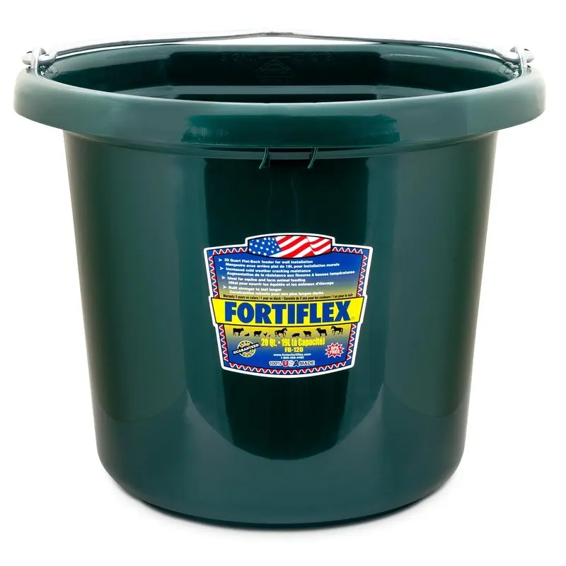 Fortiflex Flat-Back Plastic Bucket, 5 Gallon
