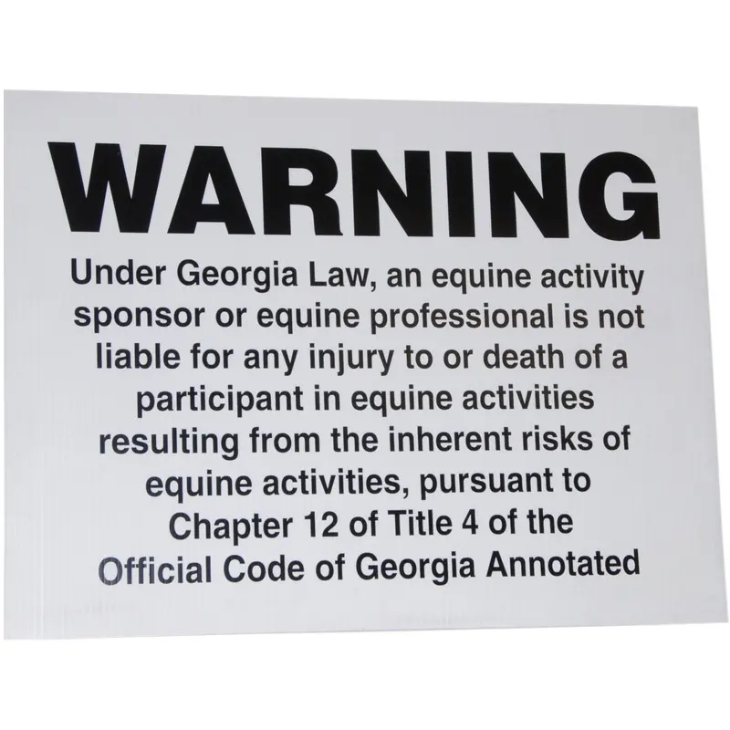Jeffers Georgia State Equine Liability Signs, 24" x 18"