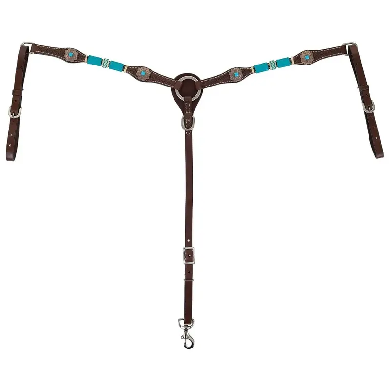 Circle Y Turquoise Round Up Breast Collar, Full