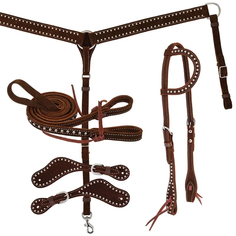 Diamond R Roughout & Spots One Ear Headstall Tack Set, Full