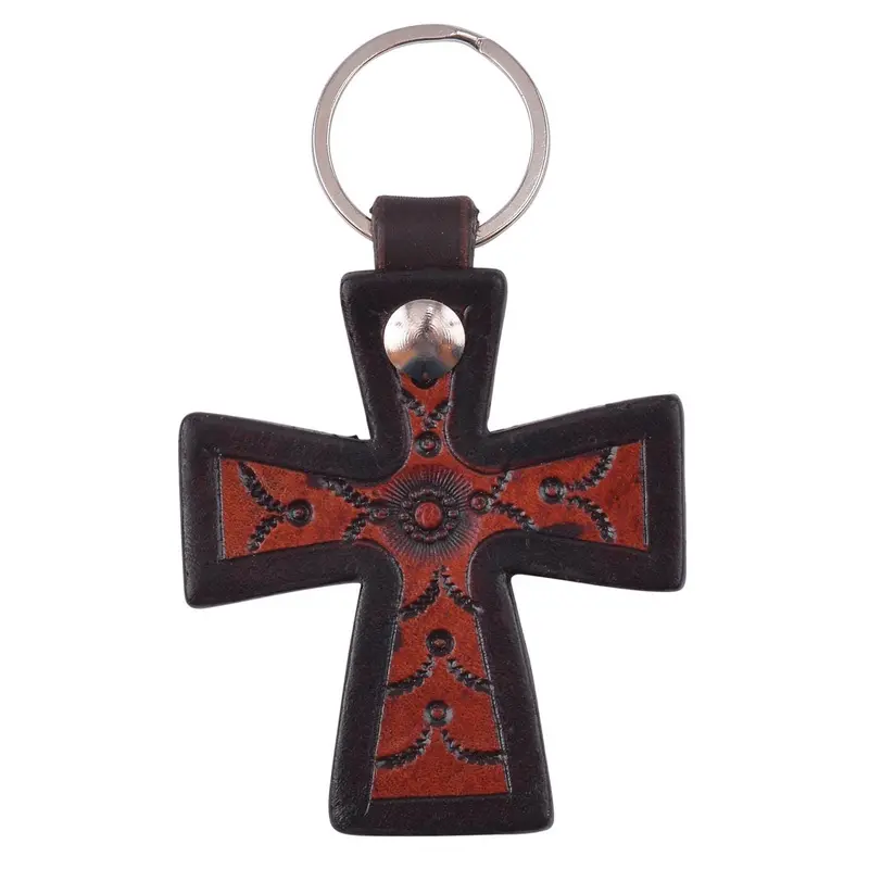 Circle Y Cross Key Chain, Tooled