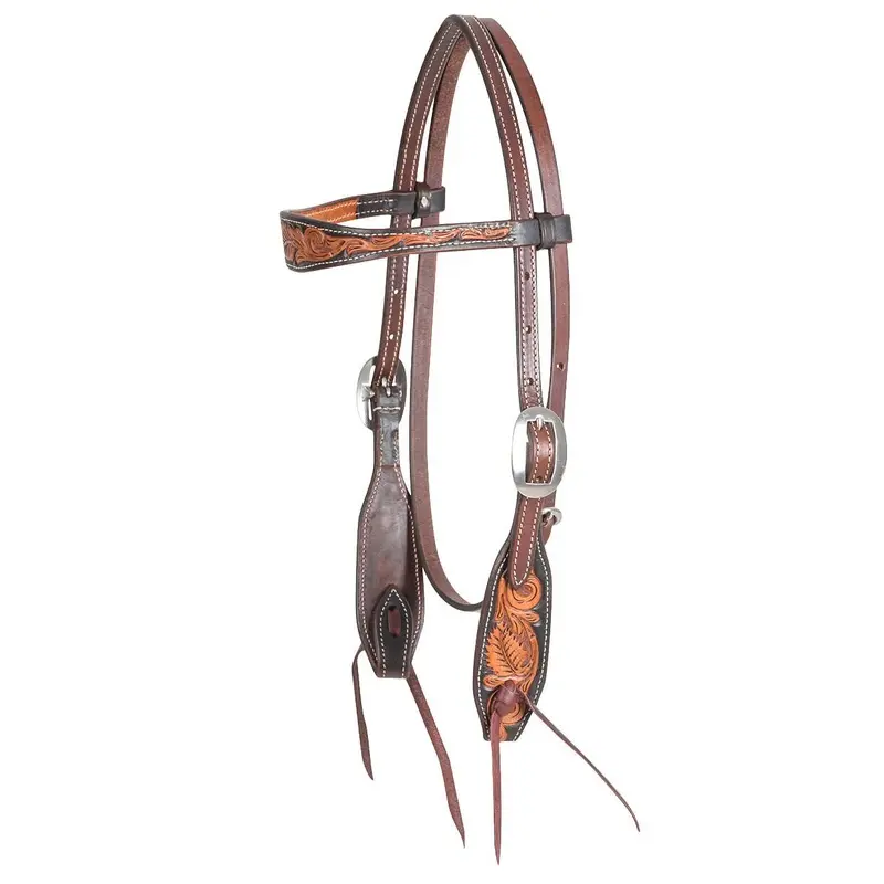 Martin Saddlery Dyed Edge Browband Headstall with Floral Tooling