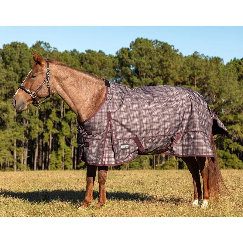 Jeffers Poplar Head Origin 600 Denier Turnout Blanket, 0 Gram, Espresso and Wine Plaid