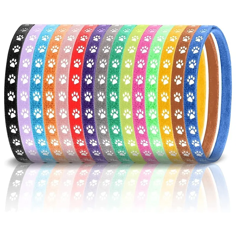 FurBaby 12" Whelping ID Collars, Multi/Paw Print, 15 ct