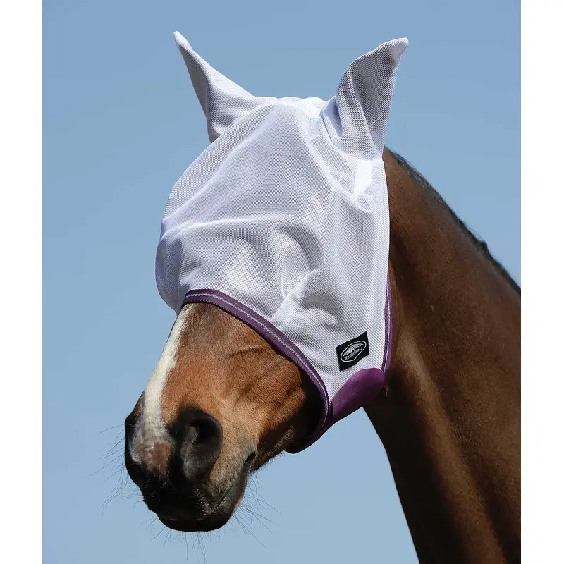 WeatherBeeta ComFITec Airflow Horse Fly Mask with Ears, White/Violet/Blue