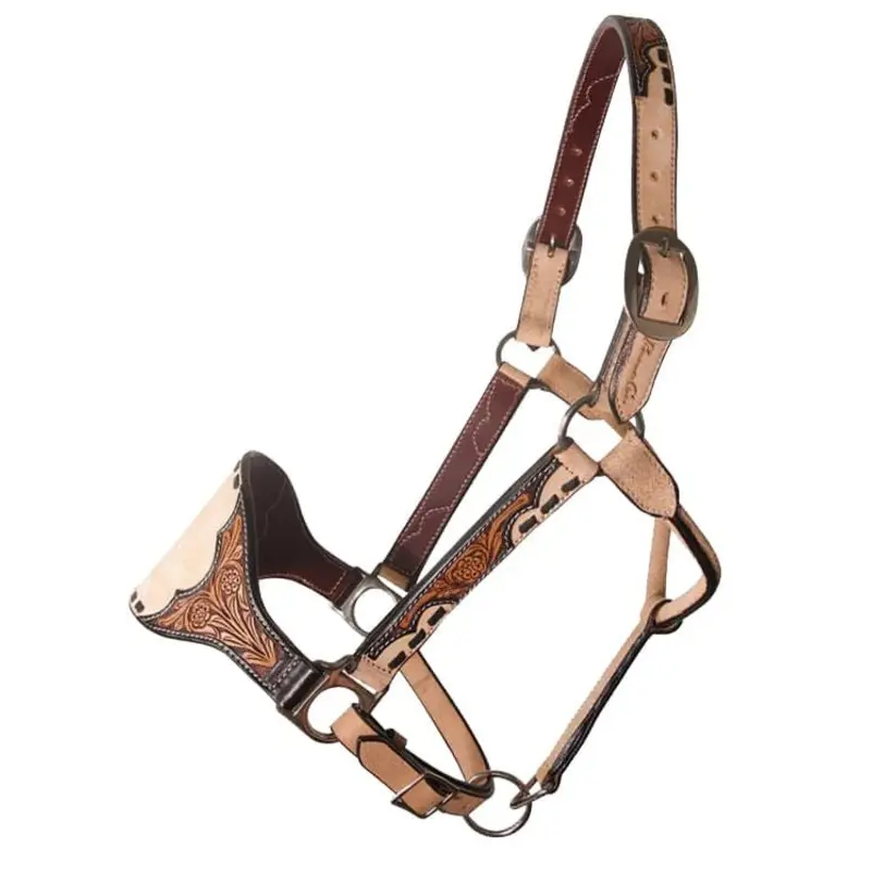 Black Floral Roughout Bronc Nose Halter