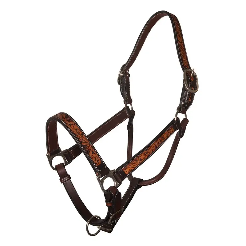 Two-Tone Floral Leather Halter for Horses