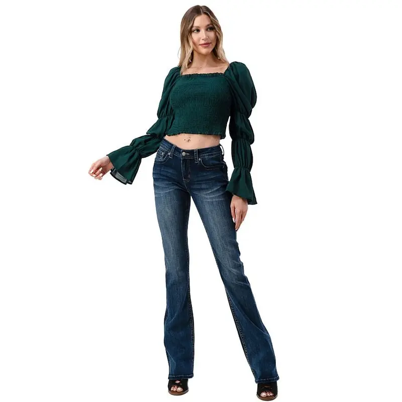 Grace in LA 3D Aztec Mid Rise Bootcut Jeans