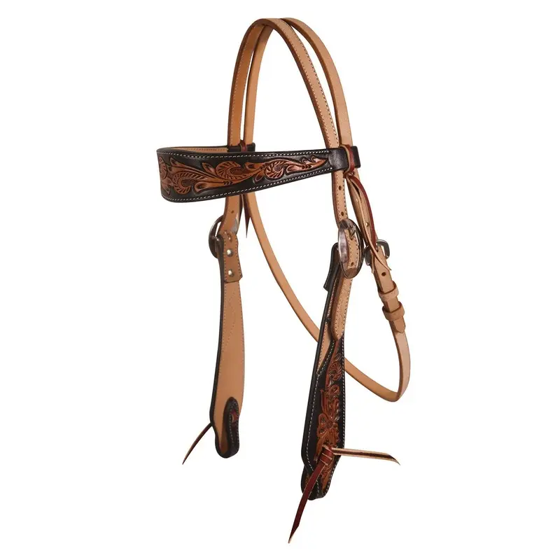 Professional's Choice Black Floral Roughout Browband Headstall
