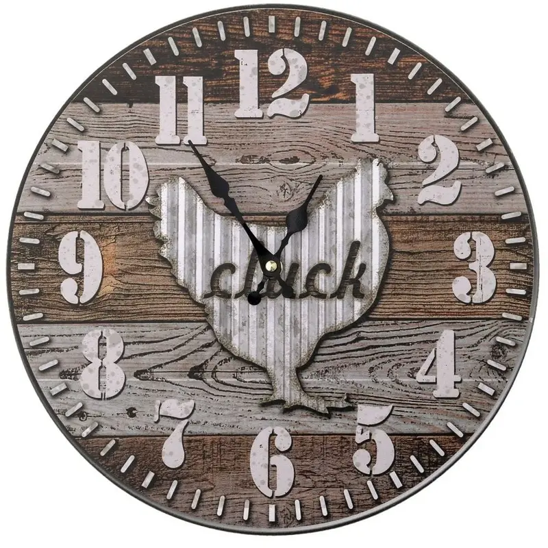 Rustic Chicken Wall Clock