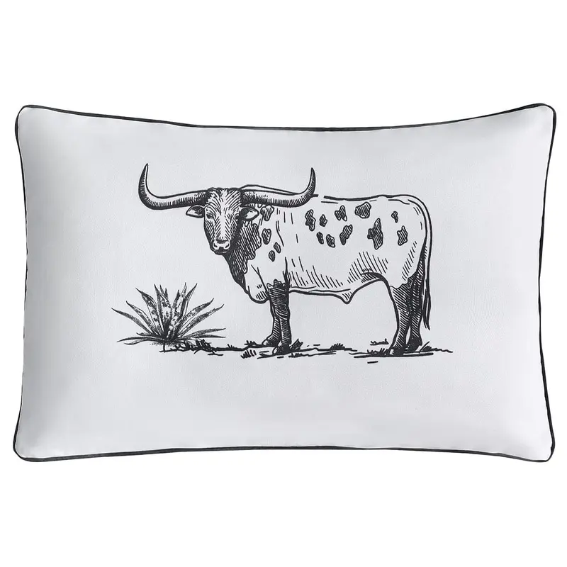 Ranch Life Indoor/Outdoor Pillow, Steer