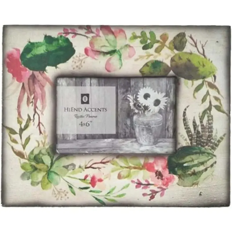 Succulent Wood Picture Frame, 4" x  6"