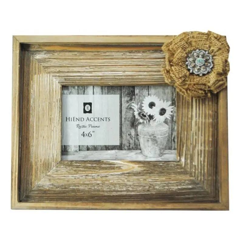 Wooden Burlap Bow Picture Frame