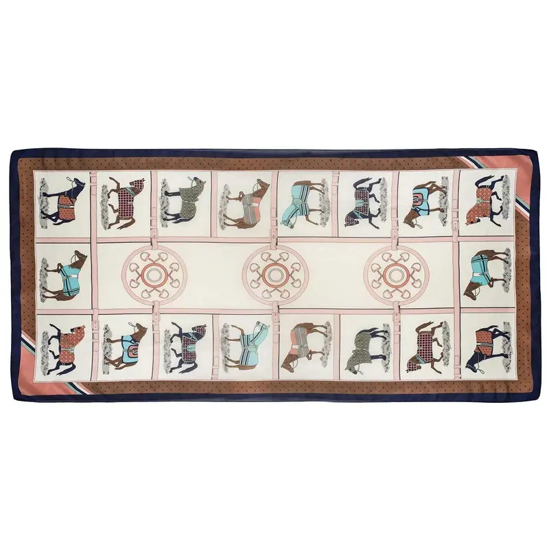 Horses in Blankets Silky Scarf, 35" x 70"