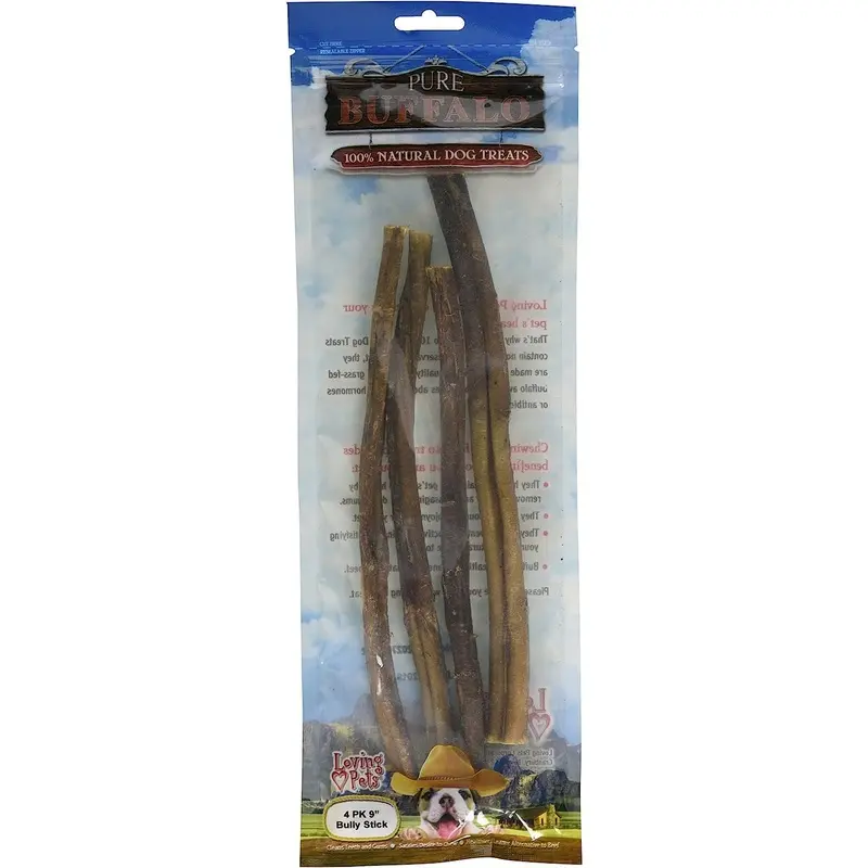 9" Pure Buffalo Bully Stick, 4 PK