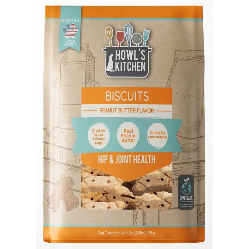 Howl's Kitchen Peanut Butter Flavor Hip & Joint Biscuits, 2.62 lbs