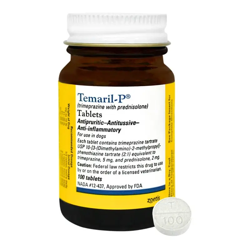 Rx Temaril-P (trimeprazine with prednisolone) Tablets for Dogs