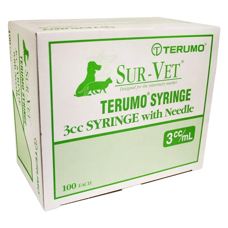 Terumo SUR-VET Luer Lock Syringe with Needle, 3 cc LL, 100 ct