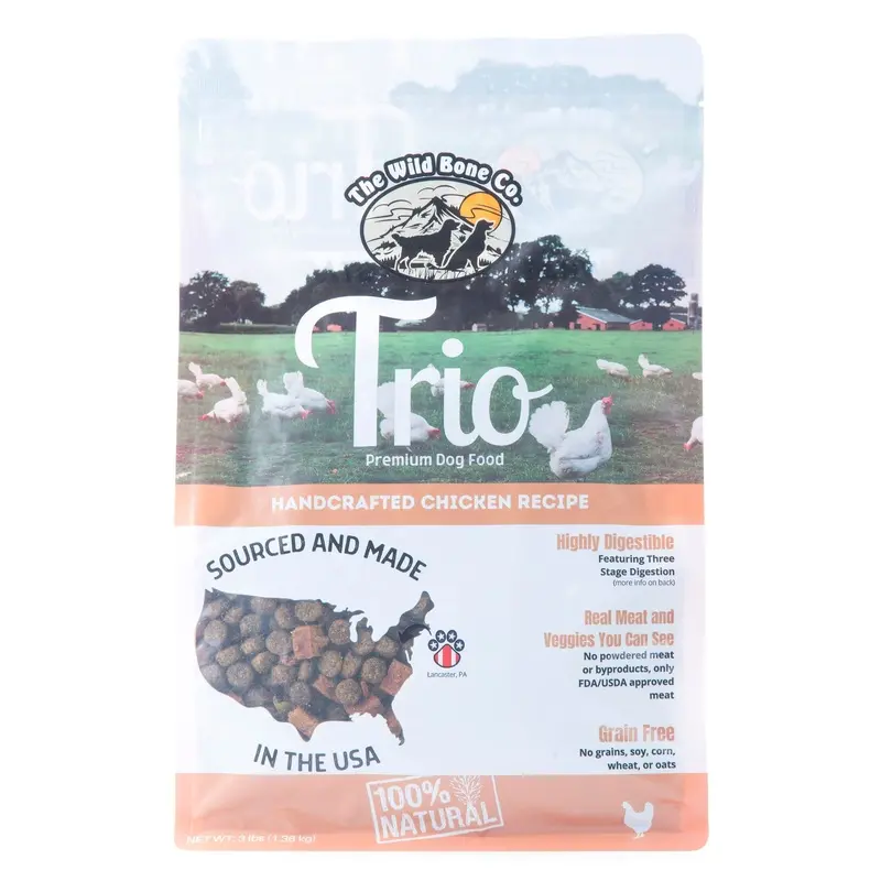 The Wild Bone Company Trio Premium Grain Free Dry Dog Food, 3 lb