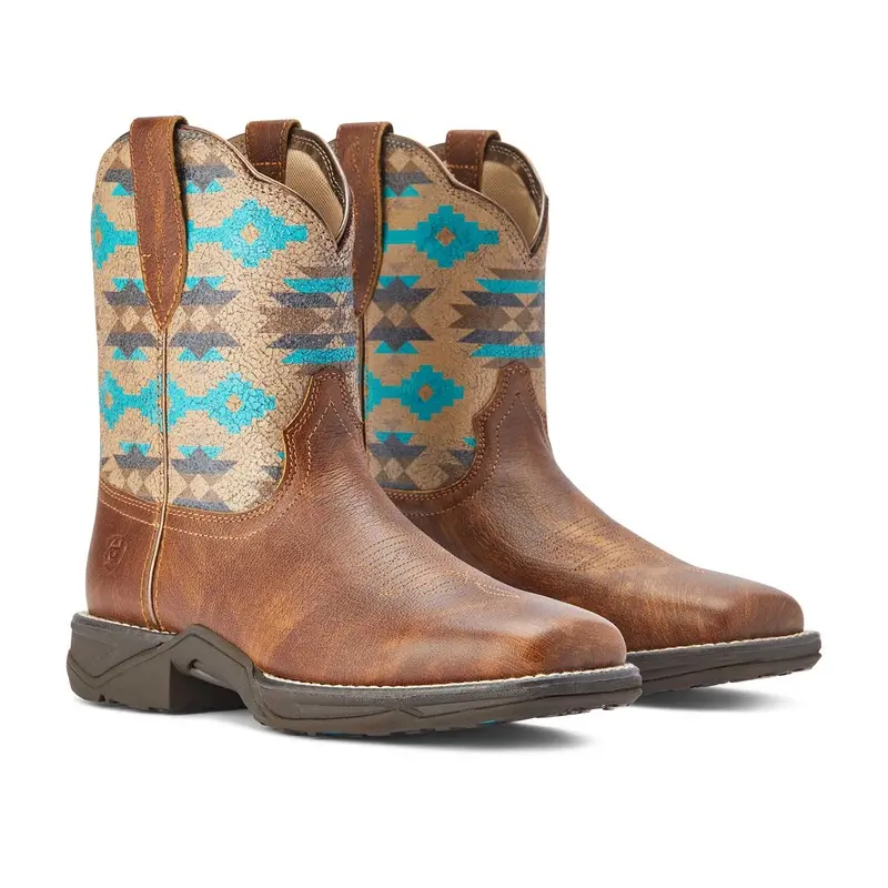 Ariat Women's Anthem Shortie Savannah Boot, Taupe and Turquoise Aztec