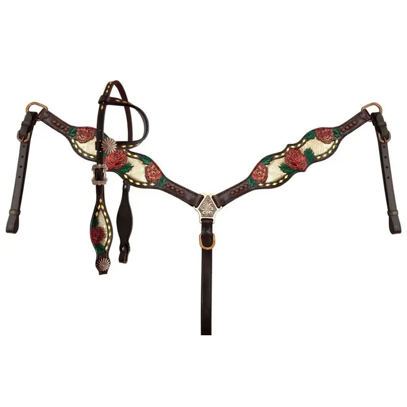 Showman Hand Painted Rose Tack Set