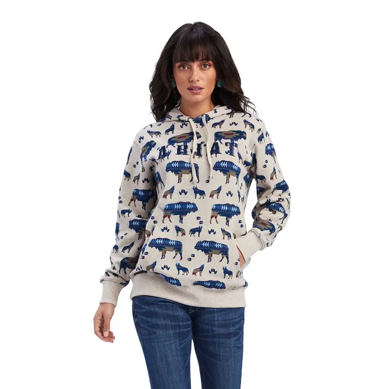 Ariat Women's R.E.A.L. Buffalo Sweatshirt Hoodie, Cream