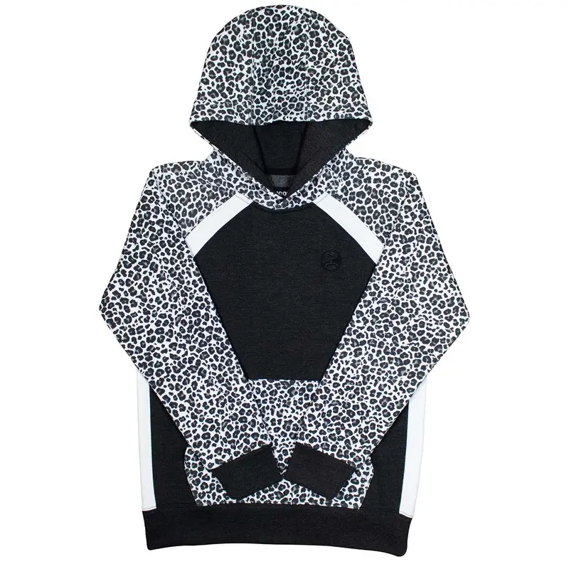 Hooey Savannah Ladies' Hoodie, Black & White Cheetah