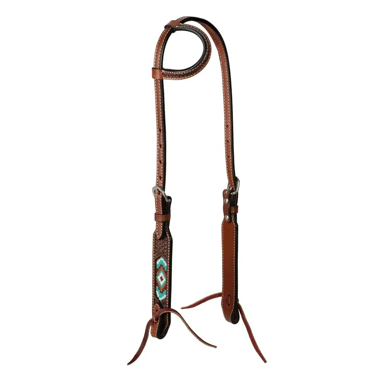 Weaver Beaded Leather Sliding Ear Headstall for Horses