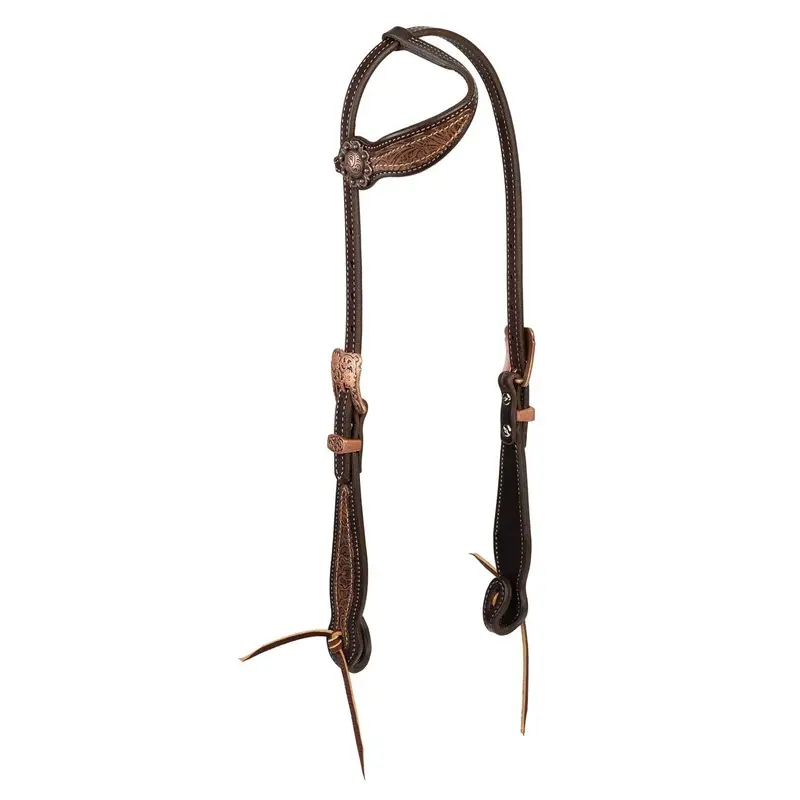 Weaver Western Floral Leather Sliding Ear Headstall for Horses