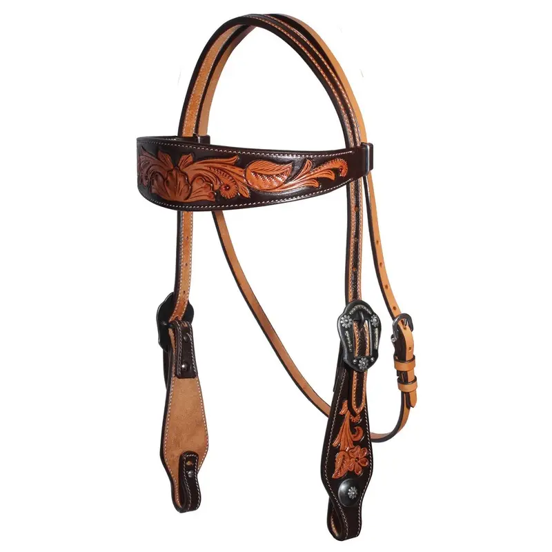 Professional's Choice Chocolate Floral Browband Headstall