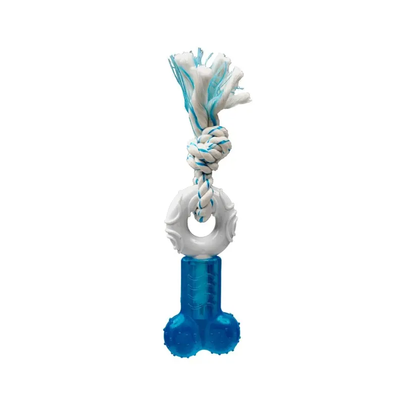 Canine Clean Peppermint Bone/Donut/Rope, 7.5", Blue/White
